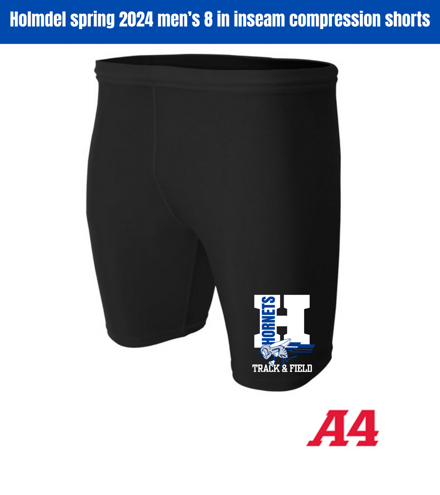 Spring 2024 Holmdel Hornets Men’s 8 in inseam compression shorts