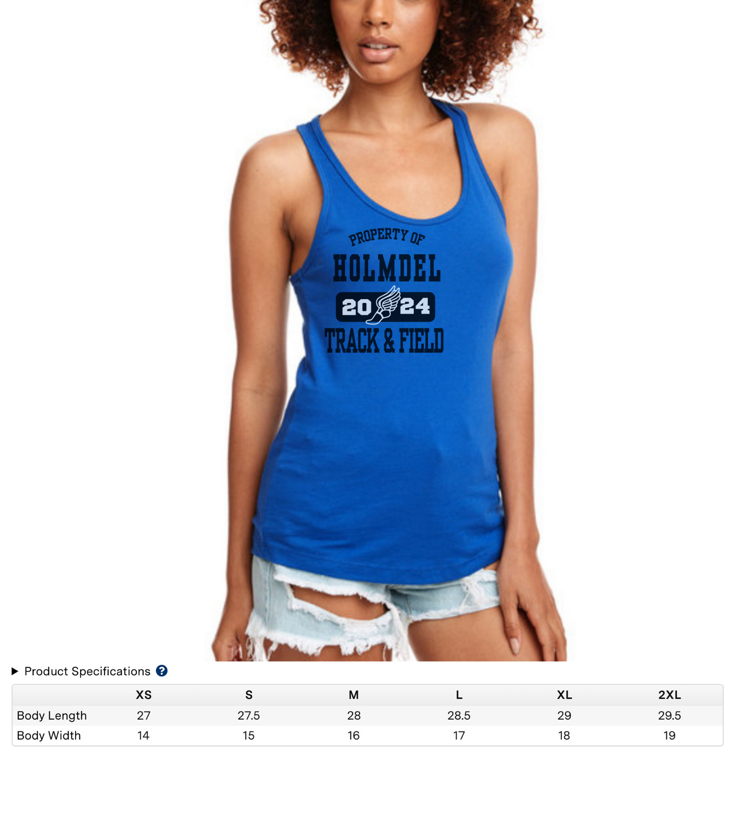 Spring 2024 Holmdel Track Women’s Racer Back Tank
