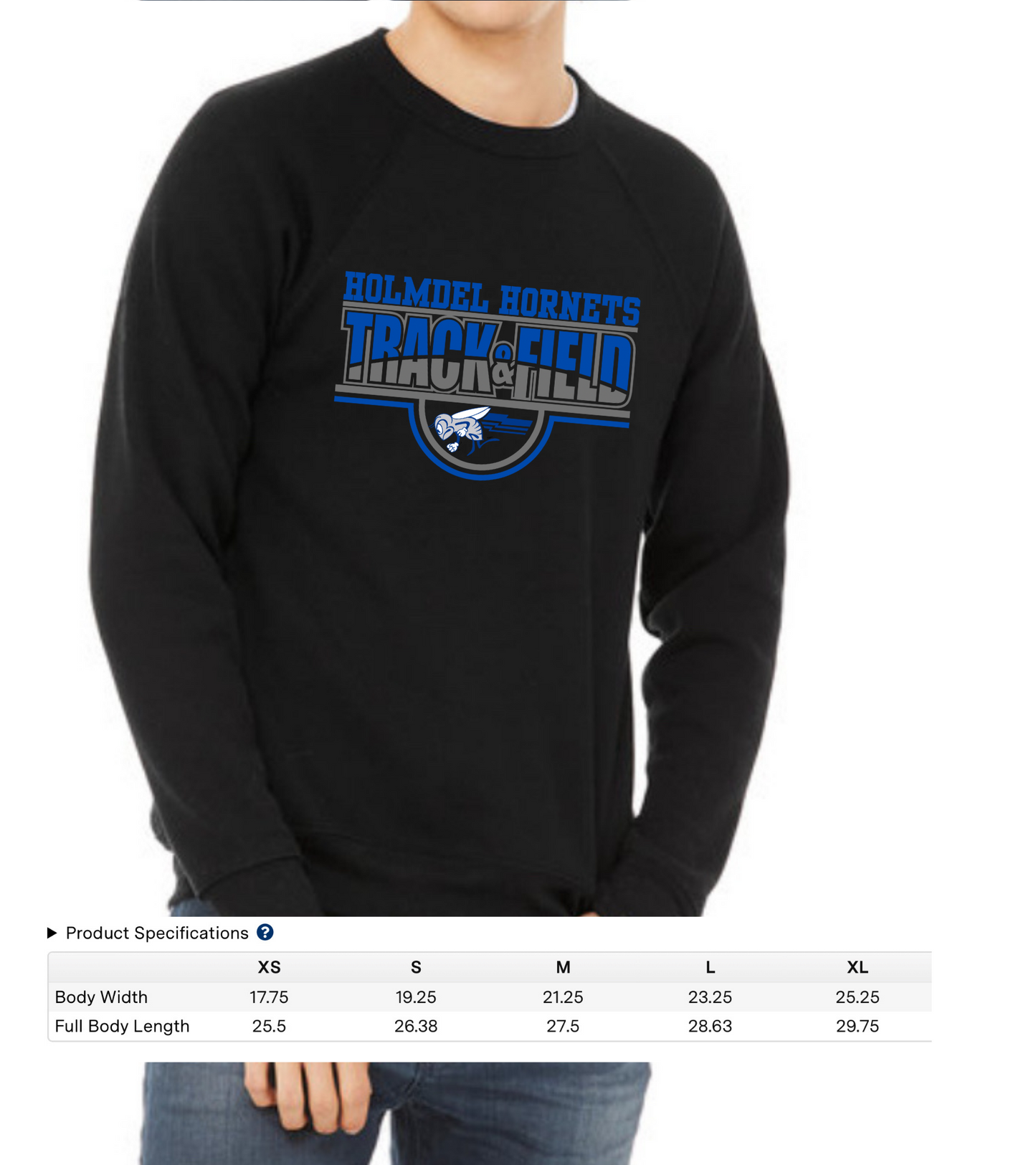 Holmdel Track & Field Bella + Canvas hoodie or crewneck