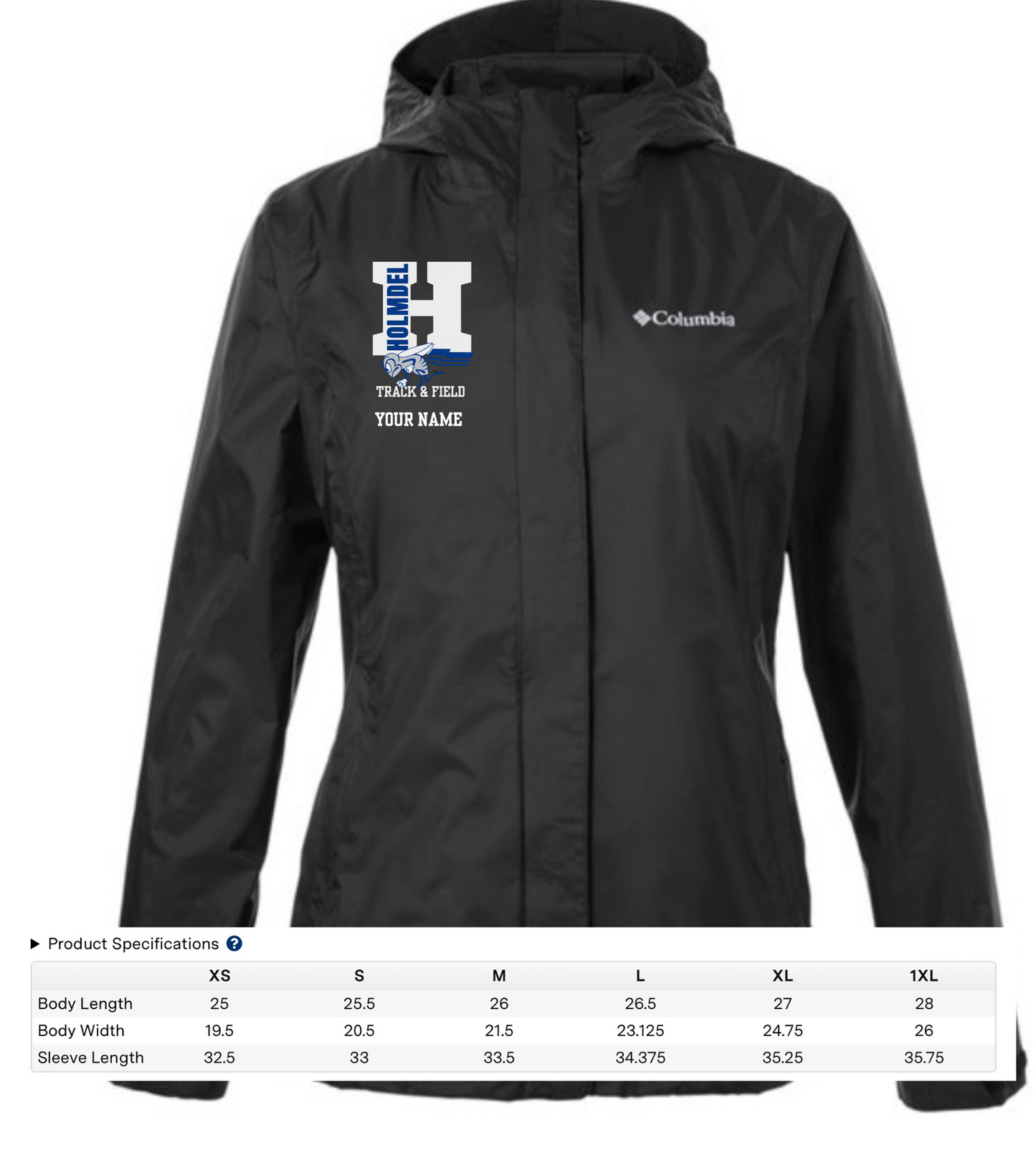 Holmdel Track & Field Columbia Ladies' Arcadia™ II Jacket Raingear