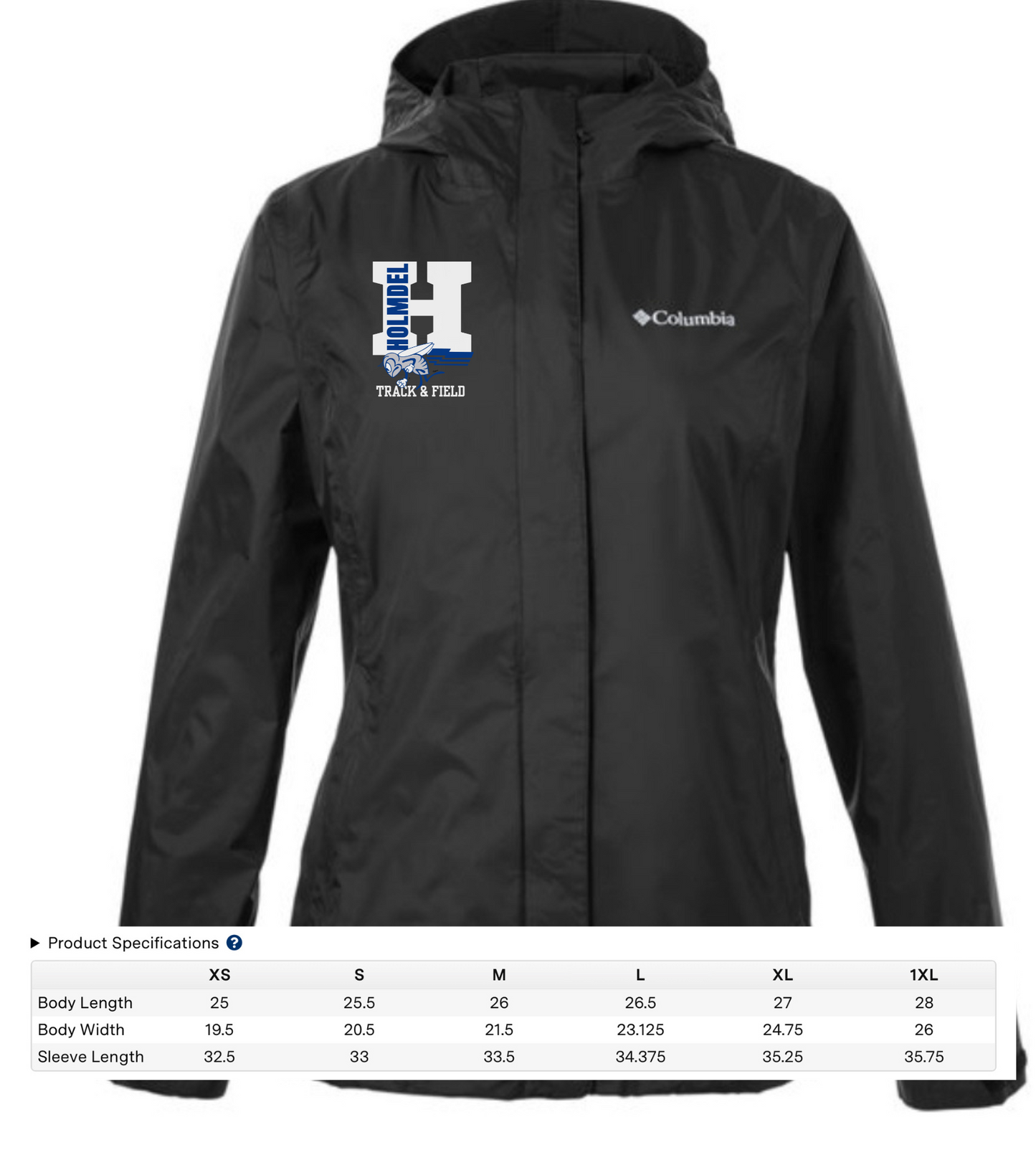 Holmdel Track & Field Columbia Ladies' Arcadia™ II Jacket Raingear